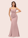 Sexy Backless Mermaid Spaghetti Straps Long Silky Satin Prom Dresses Online