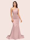 Elegant One Shoulder Mermaid Soft Satin Bridesmaid Dresses Online