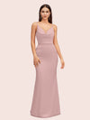 Sexy Spaghetti Straps V-Neck Open Back Soft Satin Mermaid Bridesmaid Dresses