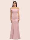 Sexy Off Shoulder Sleeveless Mermaid Long Soft Satin Bridesmaid Dresses