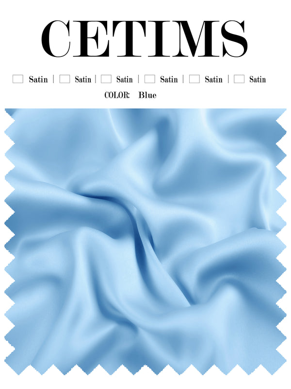 Soft Satin Fabric Swatch Blue
