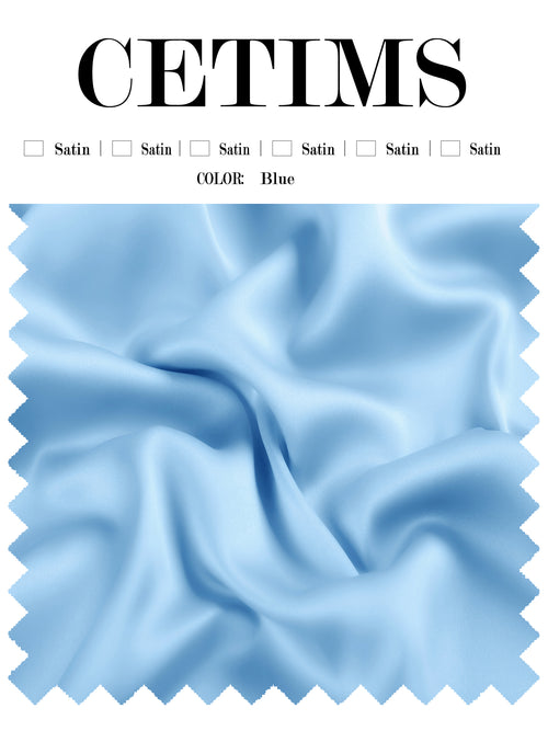 Soft Satin Fabric Swatch Blue