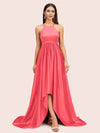 Unique High Low Halter Satin Party Dresses For Women Online