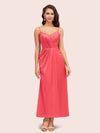 Elegant Spaghetti Straps A-Line Ankle Length Short Satin Bridesmaid Dresses Online