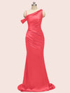 Sexy Mermaid Spaghetti Straps Long Soft Satin Bridesmaid Dresses With Slit