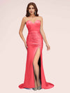 Sexy Mermaid Sweetheart Long Soft Satin Bridesmaid Dresses With Slit