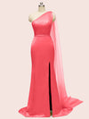 Unique One Shoulder Long Stretchy Satin Party Dresses For Women