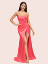 Simple Mermaid Sweetheart Side Slit Soft Satin Party Prom Dresses 2023
