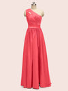 Elegant One Shoulder A-Line Long Soft Satin Formal Prom Dresses Online