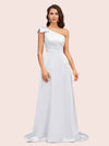 Elegant One Shoulder Long Soft Satin Formal Maxi Prom Dresses Online