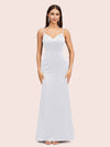 Sexy Mermaid Spaghetti Straps Long Soft Satin Bridesmaid Dresses Online