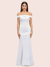 Sexy Off Shoulder Sleeveless Mermaid Long Soft Satin Party Prom Dresses