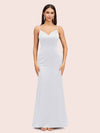 Sexy Mermaid Spaghetti Straps Long Soft Satin Evening Prom Dresses Online