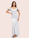 Sexy Mermaid Cold Shoulder Silky Satin High Low Prom Dresses Online