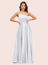 Sexy One Shoulder A-Line Long Soft Satin Bridesmaid Dresses With Pleats