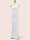 Sexy Backless Spaghetti Straps Long Soft Satin Mermaid Party Prom Dresses Online
