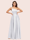 Sexy One Shoulder A-Line Long Soft Satin Bridesmaid Dresses With Pleats For Sale