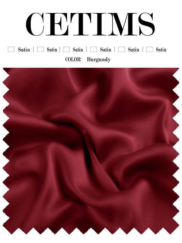 Soft Satin Fabric Swatch Burgundy