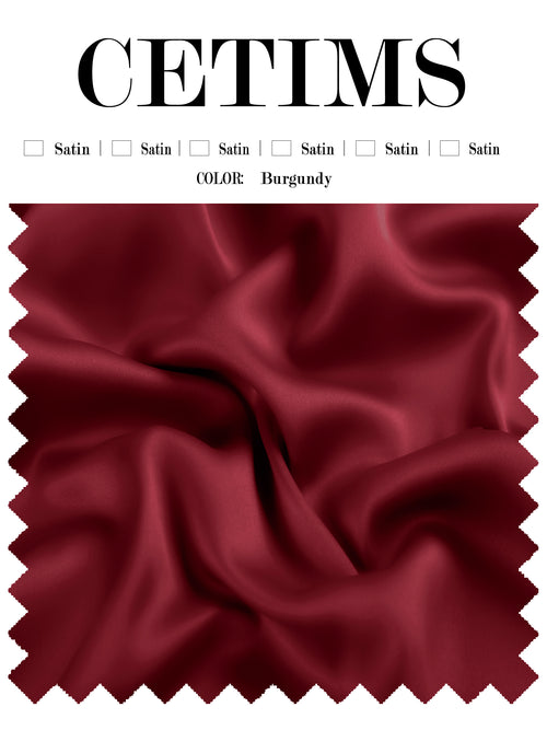 Soft Satin Fabric Swatch Burgundy