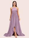 Sexy High Low Halter Satin Bridesmaid Dresses Online