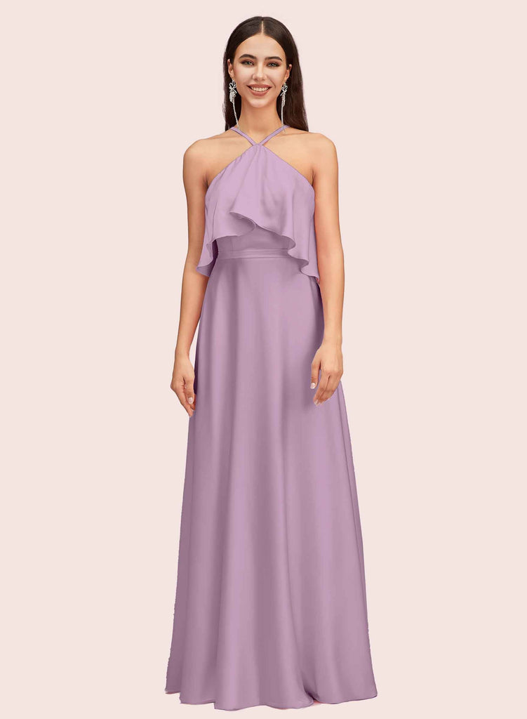 Cute Halter Sleeveless Long Soft Satin Graduation Prom Dresses Online Cute Halter Sleeveless Long Soft Satin Graduation Prom Dresses Online