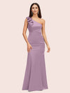 Elegant One Shoulder Mermaid Long Silky Satin Evening Prom Dresses Online