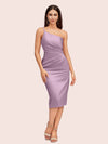 Elegant Sheath One Shoulder Soft Satin Short Bridesmaid Dresses Online