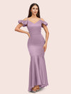 Sexy Mermaid Cold Shoulder Soft Satin Long Bridesmaid Dresses Online