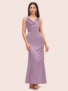 Elegant Cowl Neck Mermaid Long Soft Satin Party Prom Dresses Online