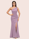 Sexy Mermaid One Shoulder Side Slit Soft Satin Bridesmaid Dresses Online