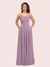 Simple Spaghetti Straps Long Soft Satin Bridesmaid Dresses