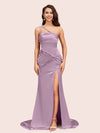 Sexy Mermaid One Shoulder Unique Side Slit Soft Satin Evening Prom Dresses Online