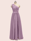 Elegant One Shoulder A-Line Long Soft Satin Formal Prom Dresses Online