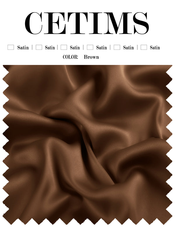 Soft Satin Fabric Swatch Brown