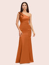 Elegant One Shoulder Mermaid Long Soft Satin Bridesmaid Dresses Online