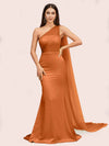 Unique Mermaid One Shoulder Long Soft Satin Formal Prom Dresses Online