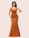 Sexy Mermaid Spaghetti Straps Long Soft Satin Bridesmaid Dresses Online
