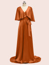 Bat Sleeves Elegant Long Silky Satin Graduation Prom Dresses Online