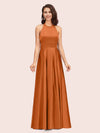Sexy Backless Halter Simple Long Satin Graduation Prom Dresses With Bow