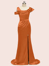 Sexy Side Slit Mermaid Long Soft Satin Bridesmaid Dresses Online