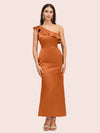 Elegant Mermaid One Shoulder Short Soft Satin Bridesmaid Dresses Online