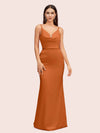 Sexy Spaghetti Straps V-Neck Open Back Soft Satin Mermaid Bridesmaid Dresses