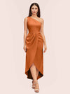 Elegant One Shoulder Mermaid Satin Short Bridesmaid Dresses Online