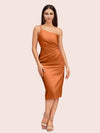 Elegant Sheath One Shoulder Soft Satin Short Bridesmaid Dresses Online