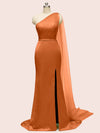Elegant One Shoulder Unique Long Soft Satin Mermaid Bridesmaid Dresses Online