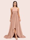 Sexy High Low Halter Satin Bridesmaid Dresses Online