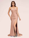 Sexy Mermaid Sweetheart Long Soft Satin Bridesmaid Dresses With Slit For Sale