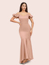 Sexy Mermaid Cold Shoulder Soft Satin Long Bridesmaid Dresses Online