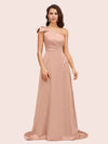 Elegant One Shoulder Long Soft Satin Formal Maxi Prom Dresses Online