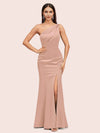 Sexy Mermaid One Shoulder Side Slit Soft Satin Bridesmaid Dresses Online